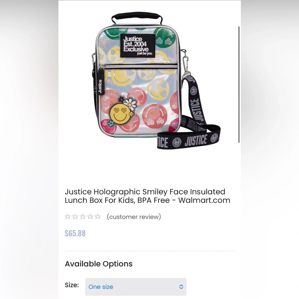 Justice Lunchbox Holographic with Smiley Faces - Picture 8 of 9